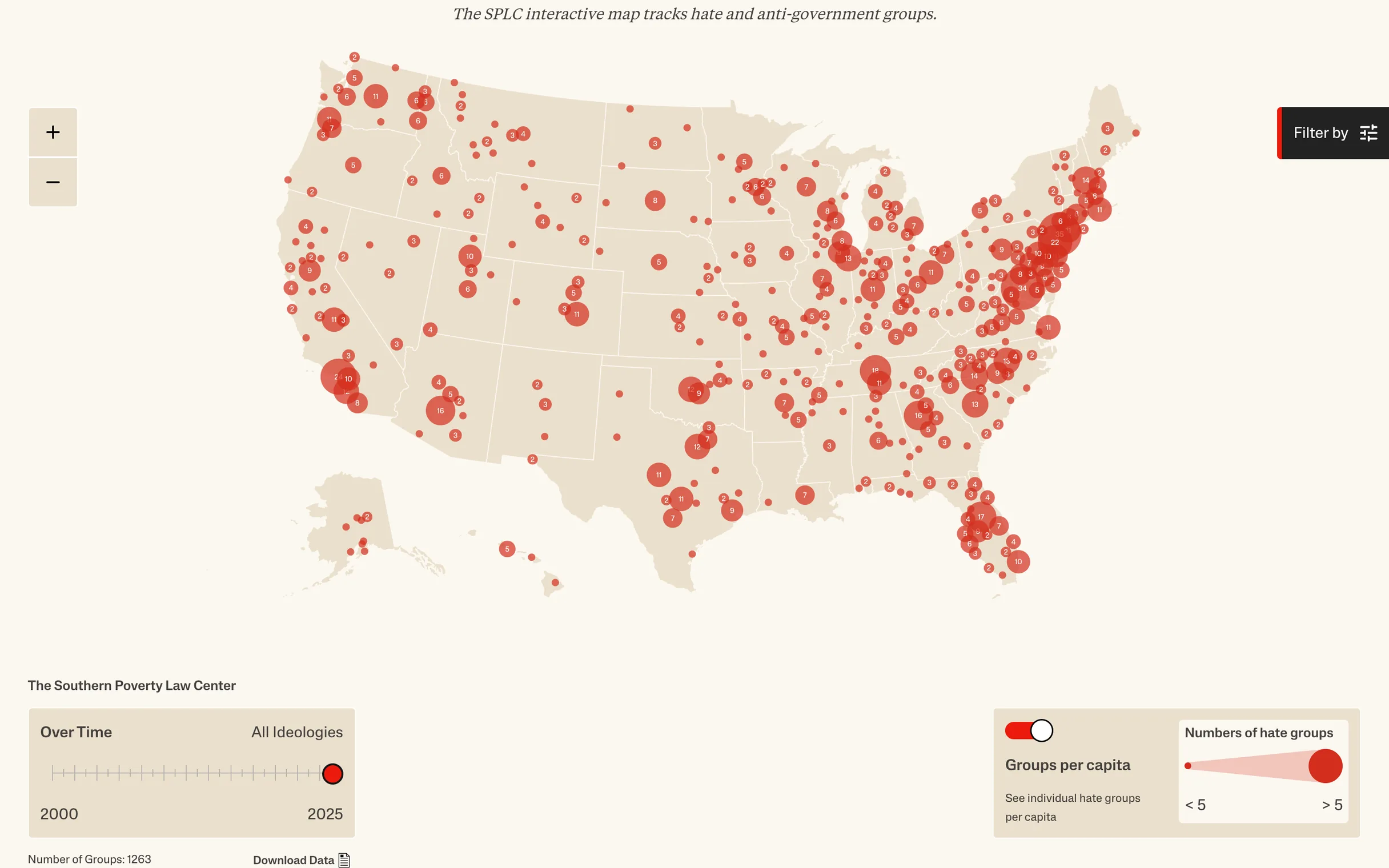 The SPLC Hate Map on desktop and mobile: hate and antigovernment groups across the United States