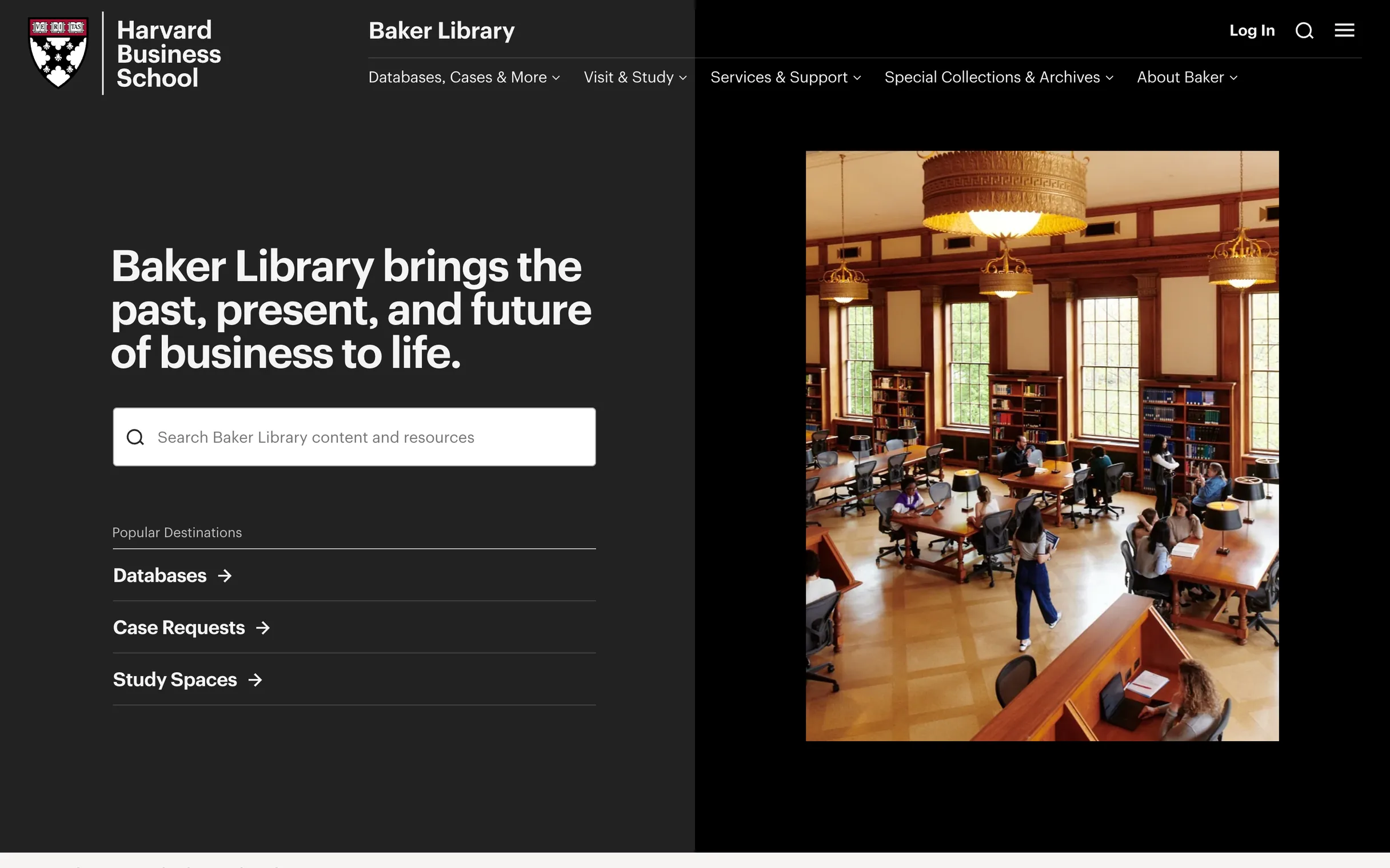 The Baker Library home page on desktop and mobile